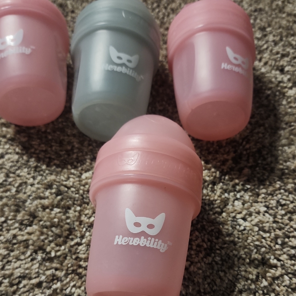 Pink and Gray Infant Bottles